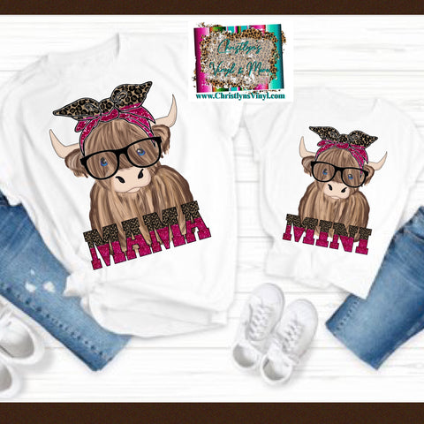 Mama Cow Sublimation Transfer or White Tee