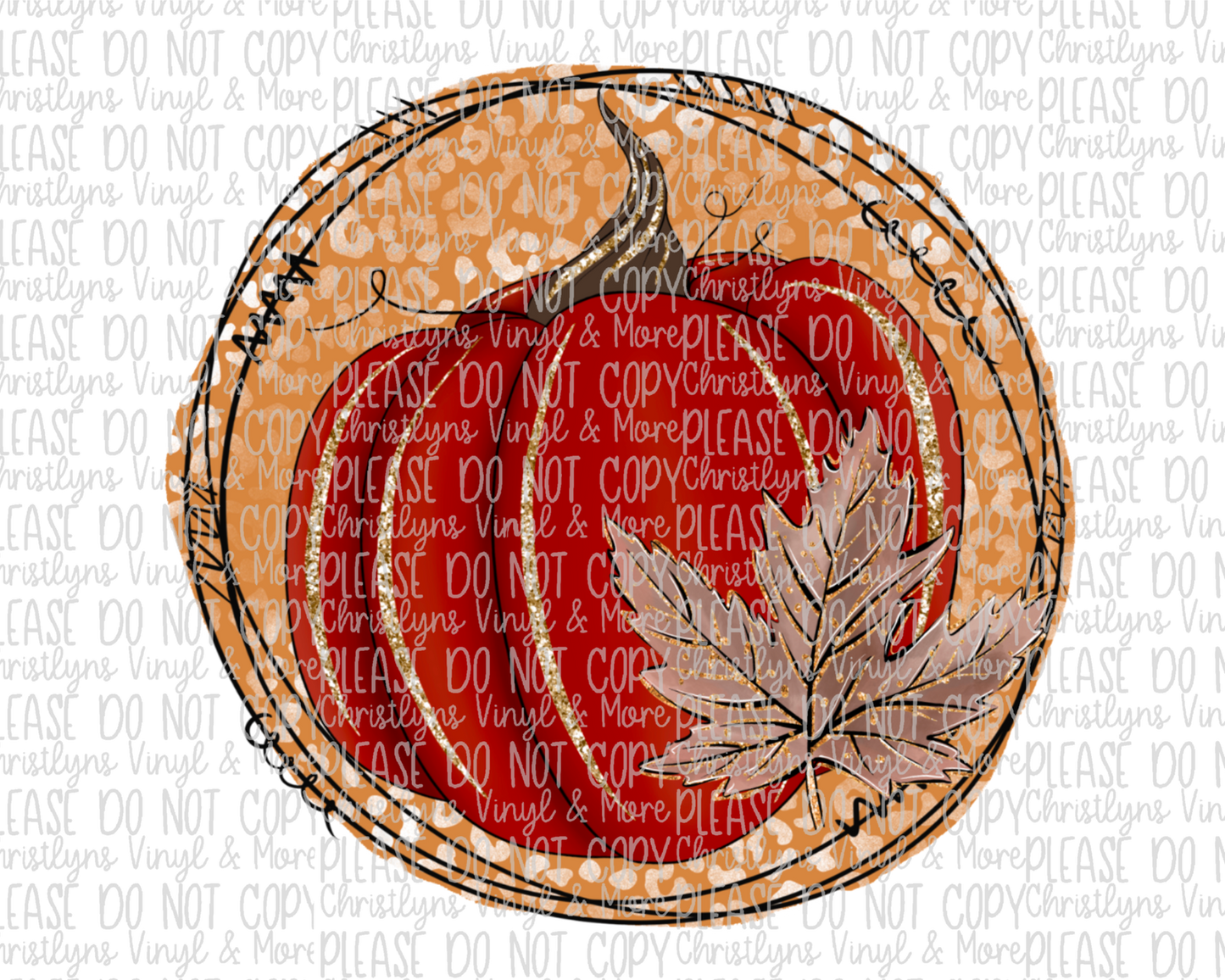 Red Pumpkin Maple Leaf Fall Sublimation Transfer or White Tee