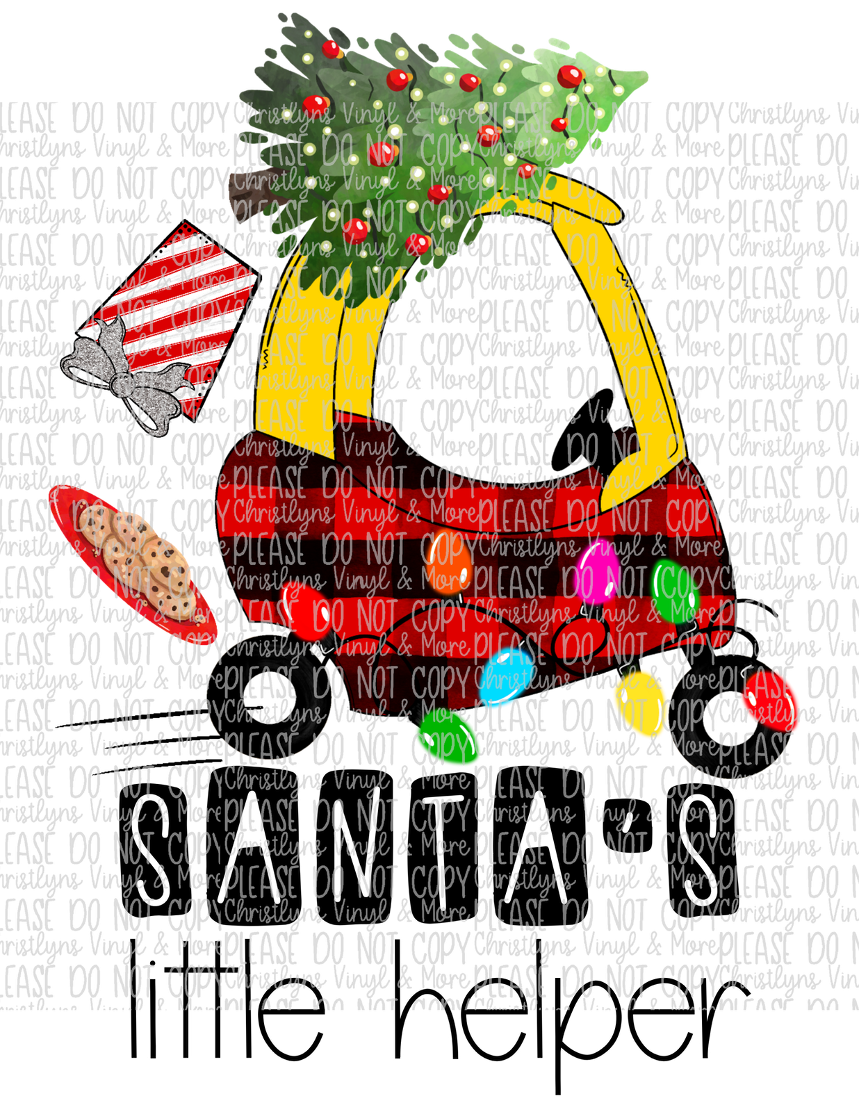 Santa's Little Helper Sublimation Transfer or White Tee