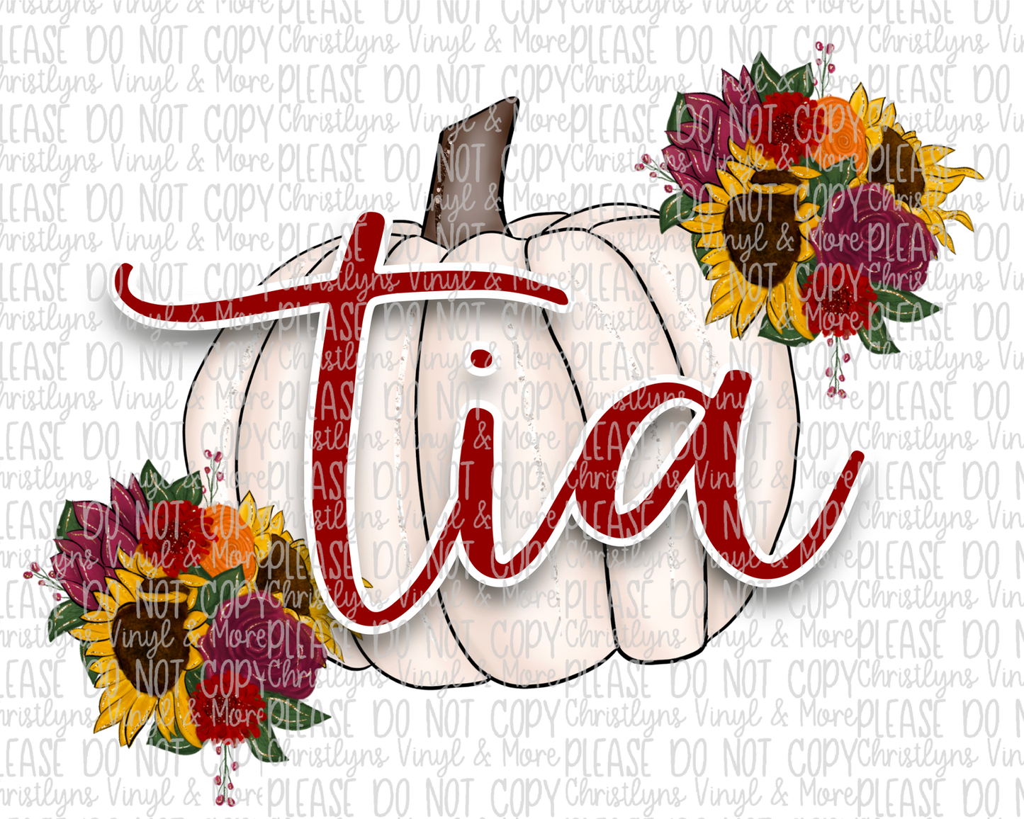 Tia Pumpkin Sublimation Transfer or White Tee