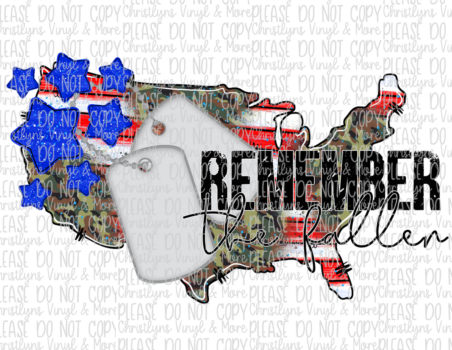 Remember the Fallen USA Sublimation Transfer or White Tee