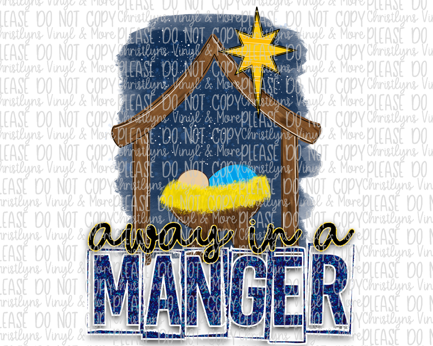 Away in a Manger Sublimation Transfer or White Tee