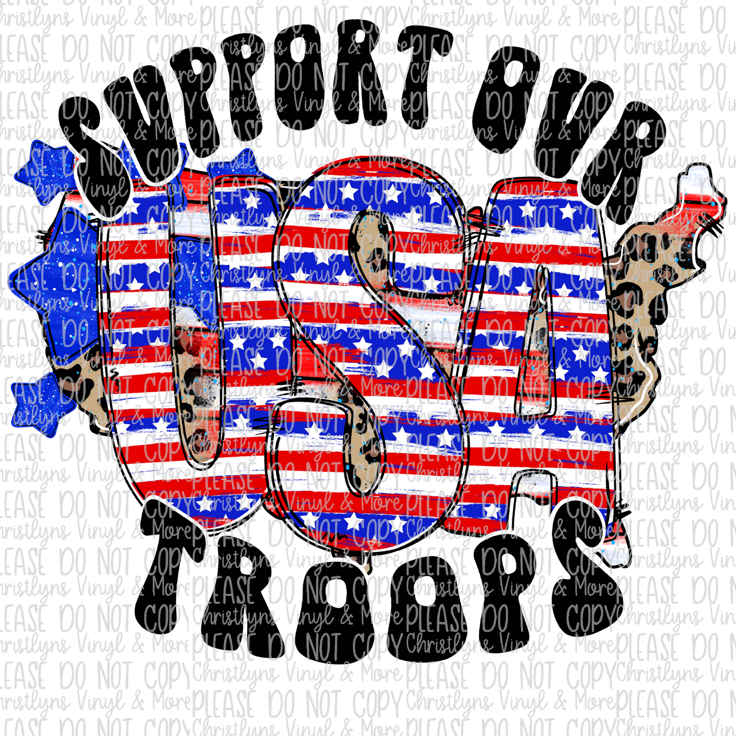 Support Our Troops Sublimation Transfer or White Tee