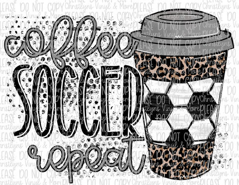 Coffee Soccer Repeat Sublimation Transfer or White Tee