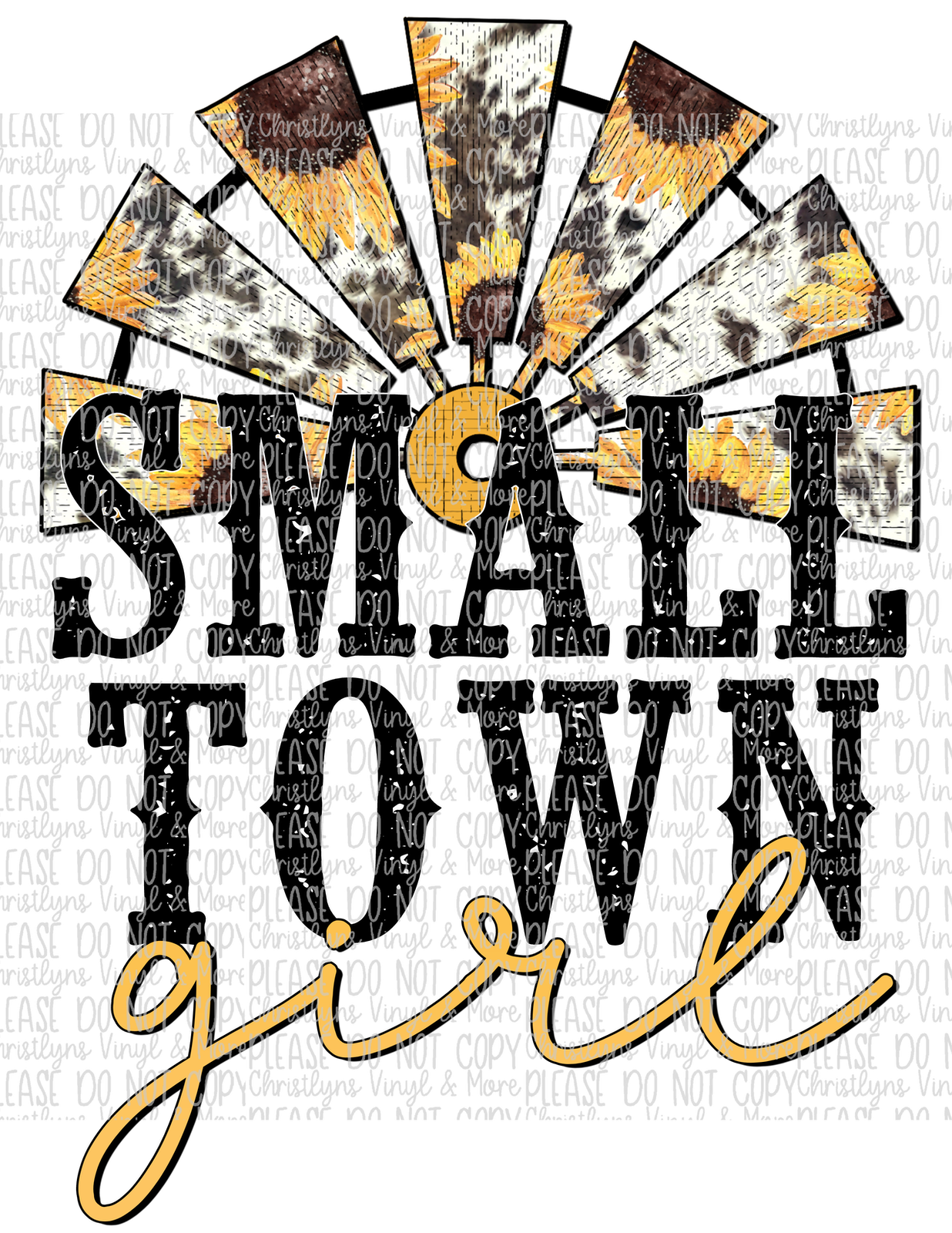 Small Town Girl Sublimation Transfer or White Tee