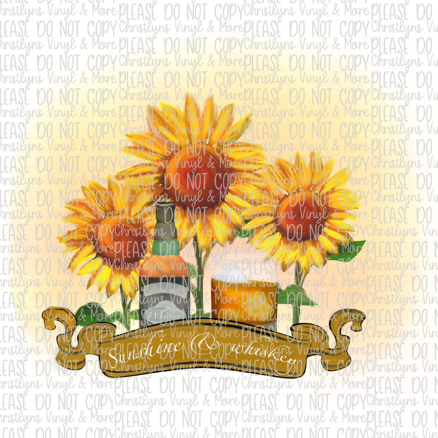 Sunshine and Whiskey Sublimation Transfer or White Tee