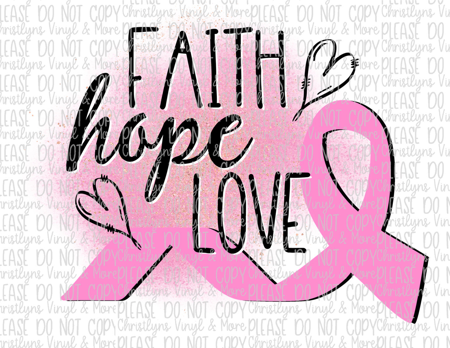 Faith Hope Love Sublimation Transfer or White Tee
