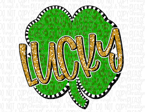 Lucky Gold Clover Heart St Patrick’s Day Sublimation Transfer