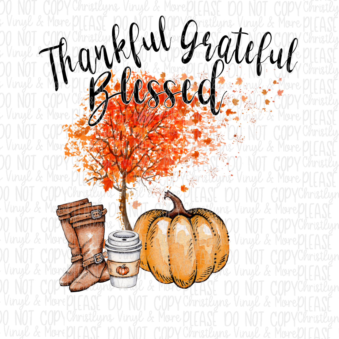 Thankful Grateful Blessed Fall Sublimation Transfer