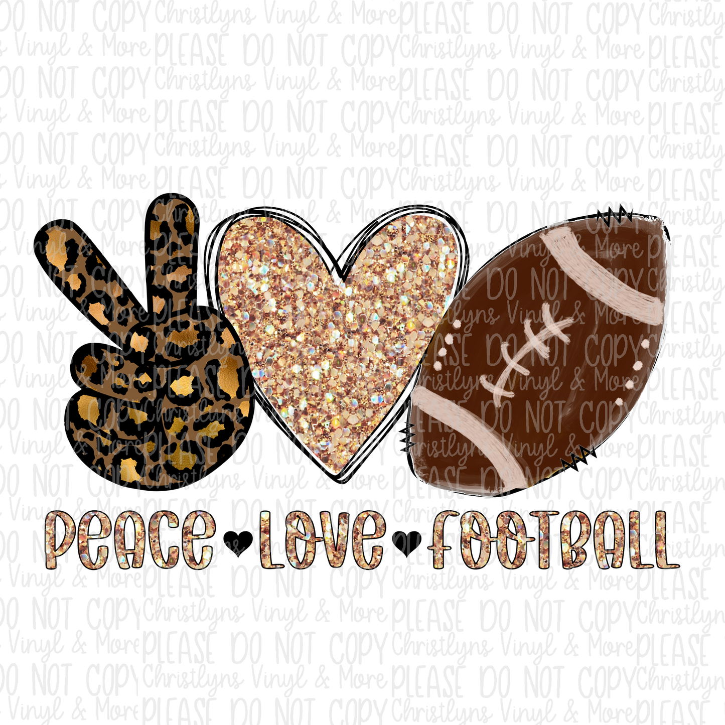 Peace Love Football Leopard Glitter Sublimation Transfer