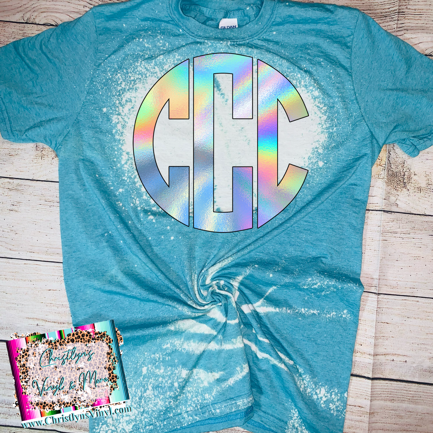 Holographic Monogram Custom Sublimation Transfer or Completed Tee