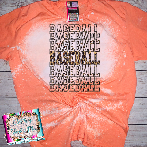 Baseball Stacked Cheetah Bleached Orange Tee or Sublimation Transfer