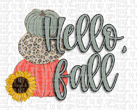 Hello Fall Pumpkins Cute Season Sublimation Transfer