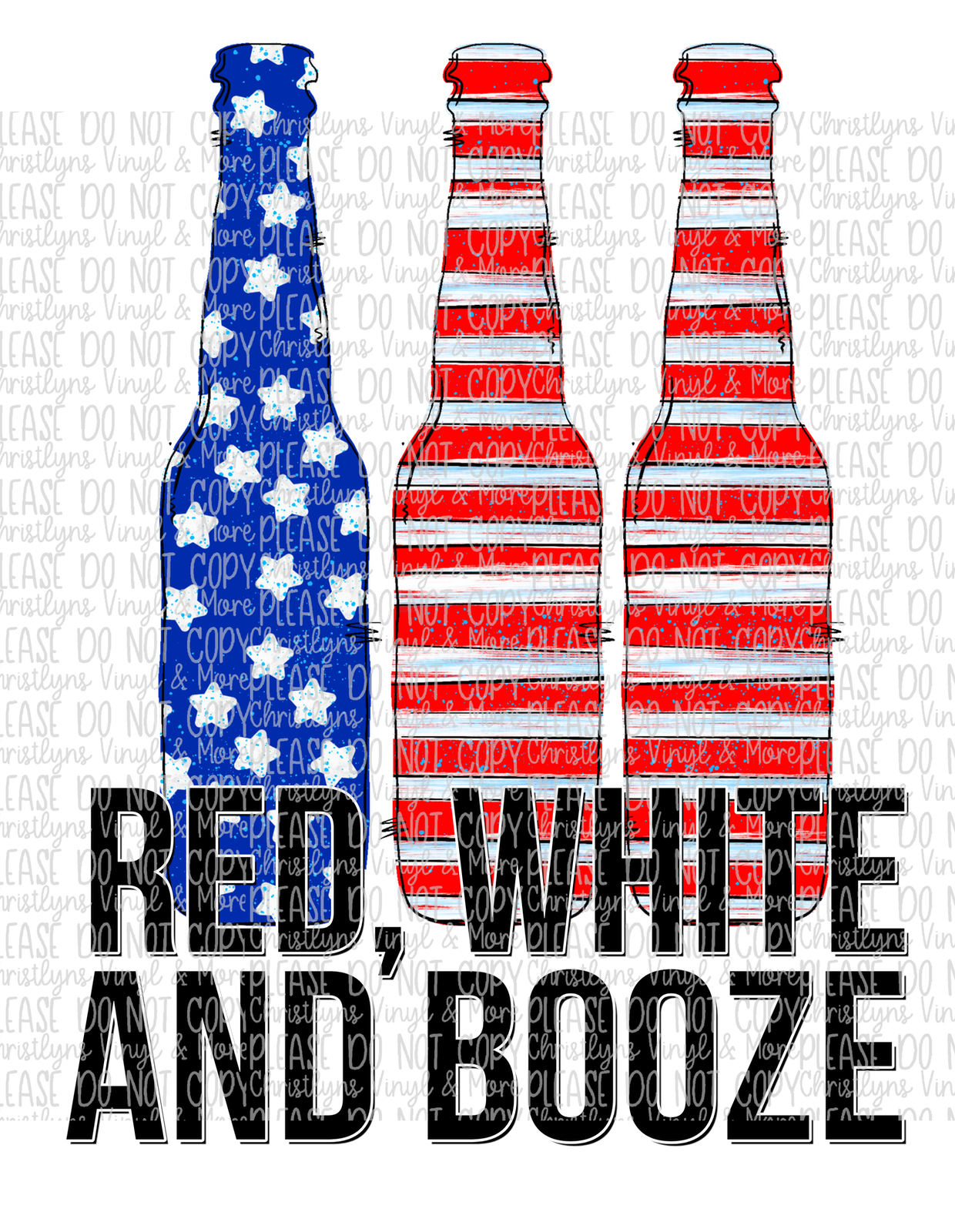 Red White and Booze USA 4th of July Sublimation Transfer