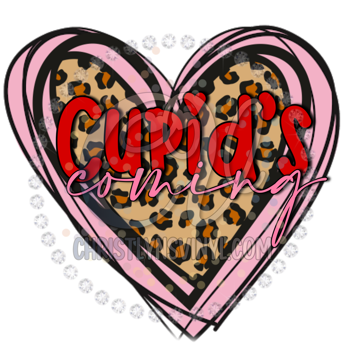 Cupids Coming Heart Sublimation Transfer