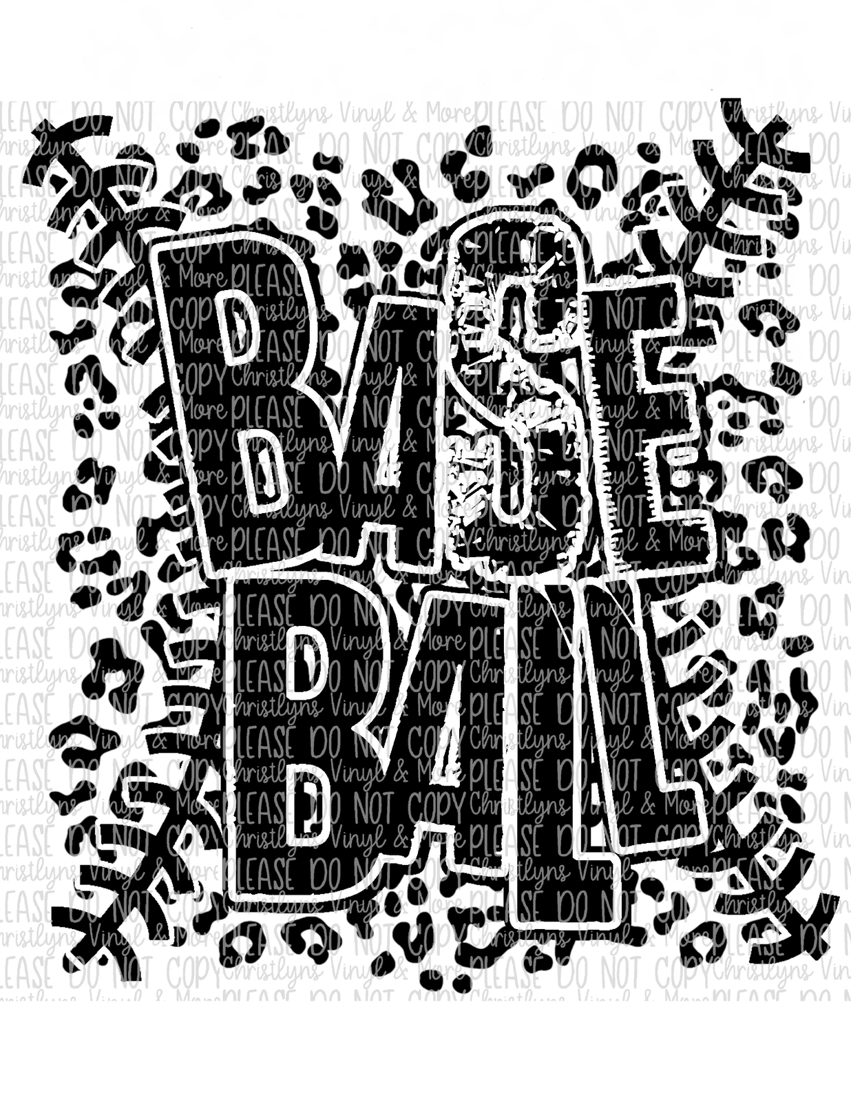 Ball Play Tee Base Cheetah Baseball Sublimation Transfer