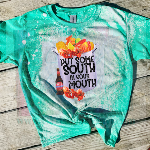 Put South in my Mouth Crawfish 🦞 Bleached Or Solid Tee