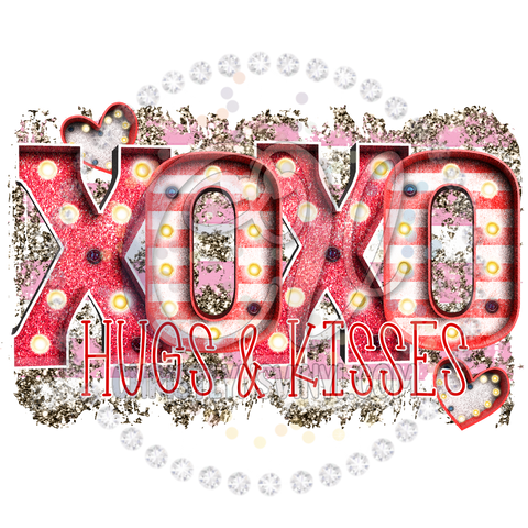 XOXO lights hugs and kisses Valentines Sublimation Transfer