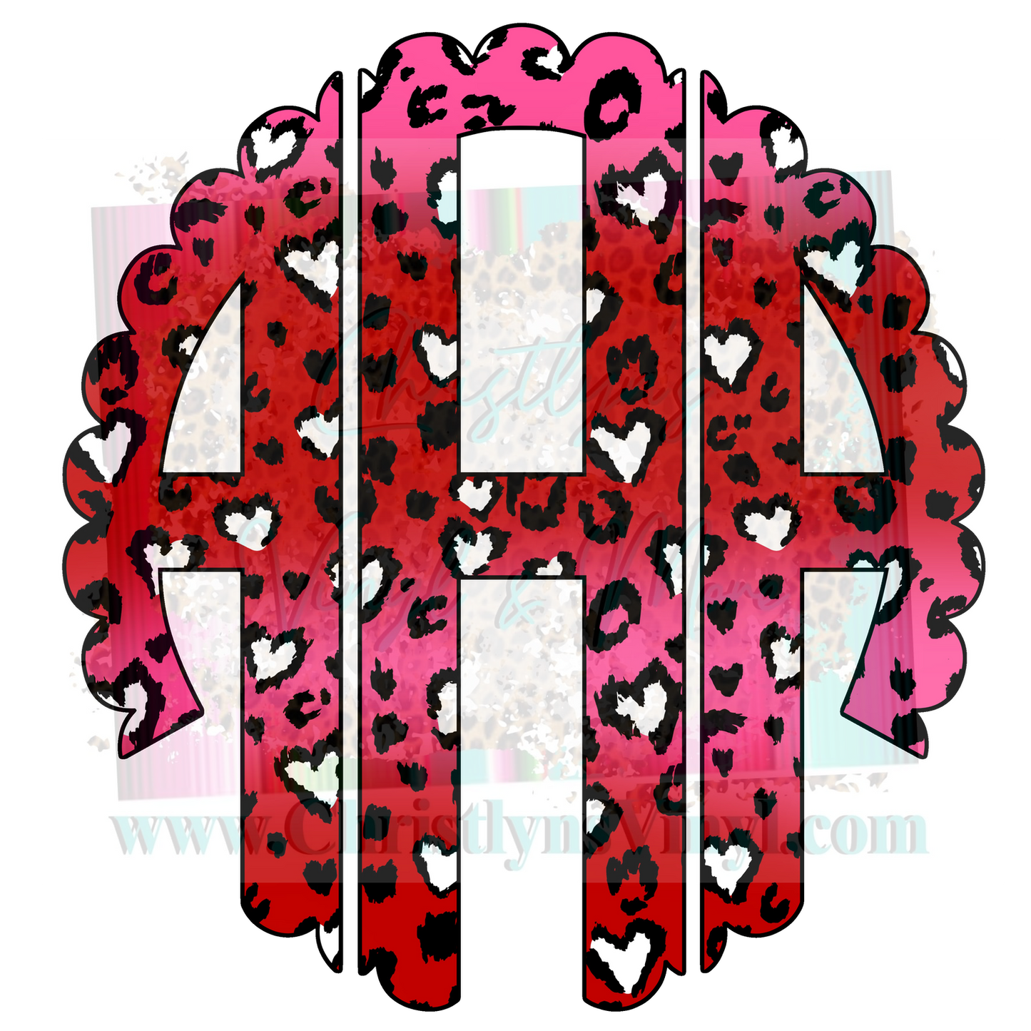 Hearts Valentines Monogram Sublimation Transfer