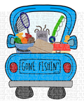 Gone Fishing Truck Sublimation Transfer or Ash Grey Tee