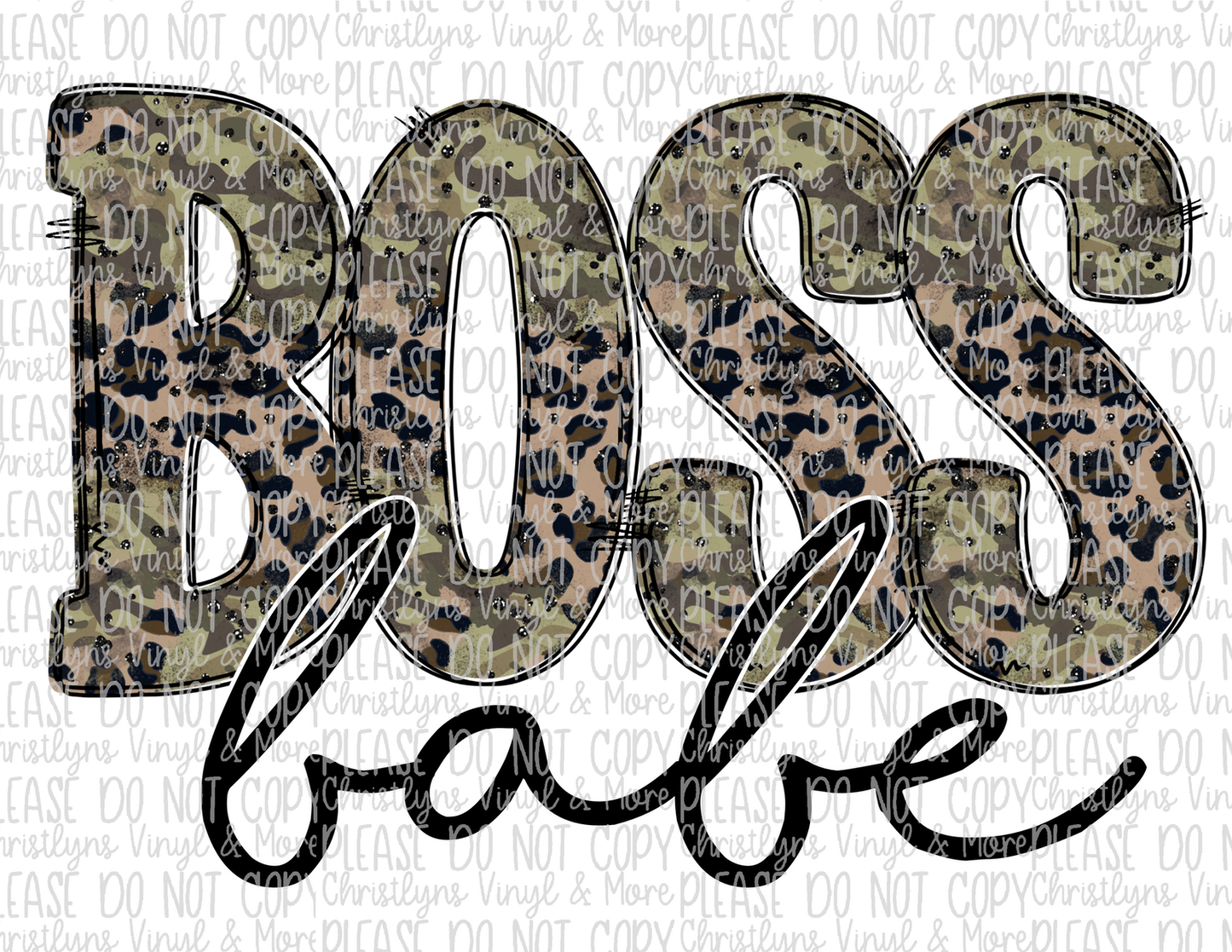 Boss Babe Leopard Camo Sublimation Transfer or Tee