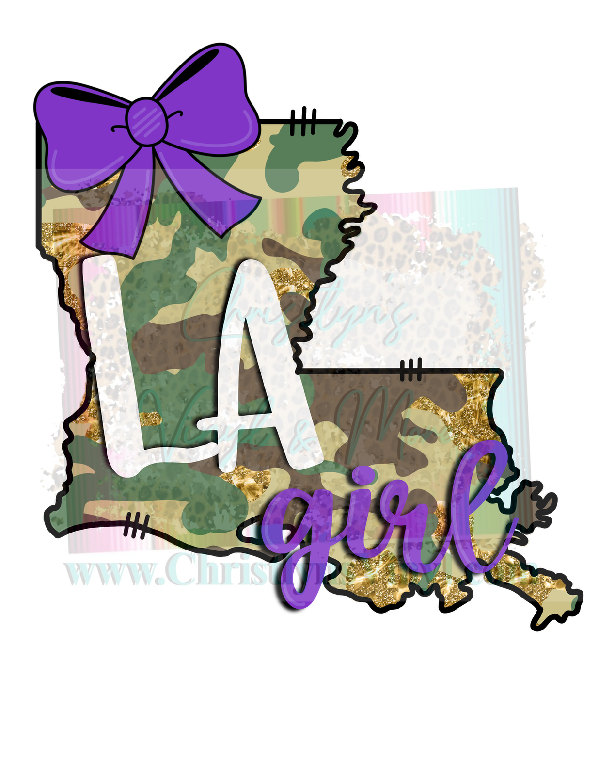 Camo States Girl Bow Custom Sublimation Transfer