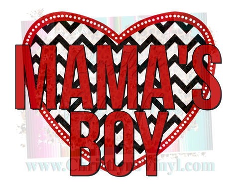 Mamas Boy Heart Chevron Valentine Sublimation Transfer