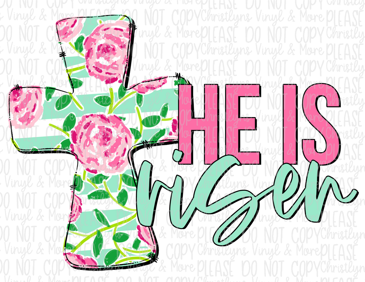 He is Risen Rose Lily Cross Sublimation Transfer or Bleached Tank