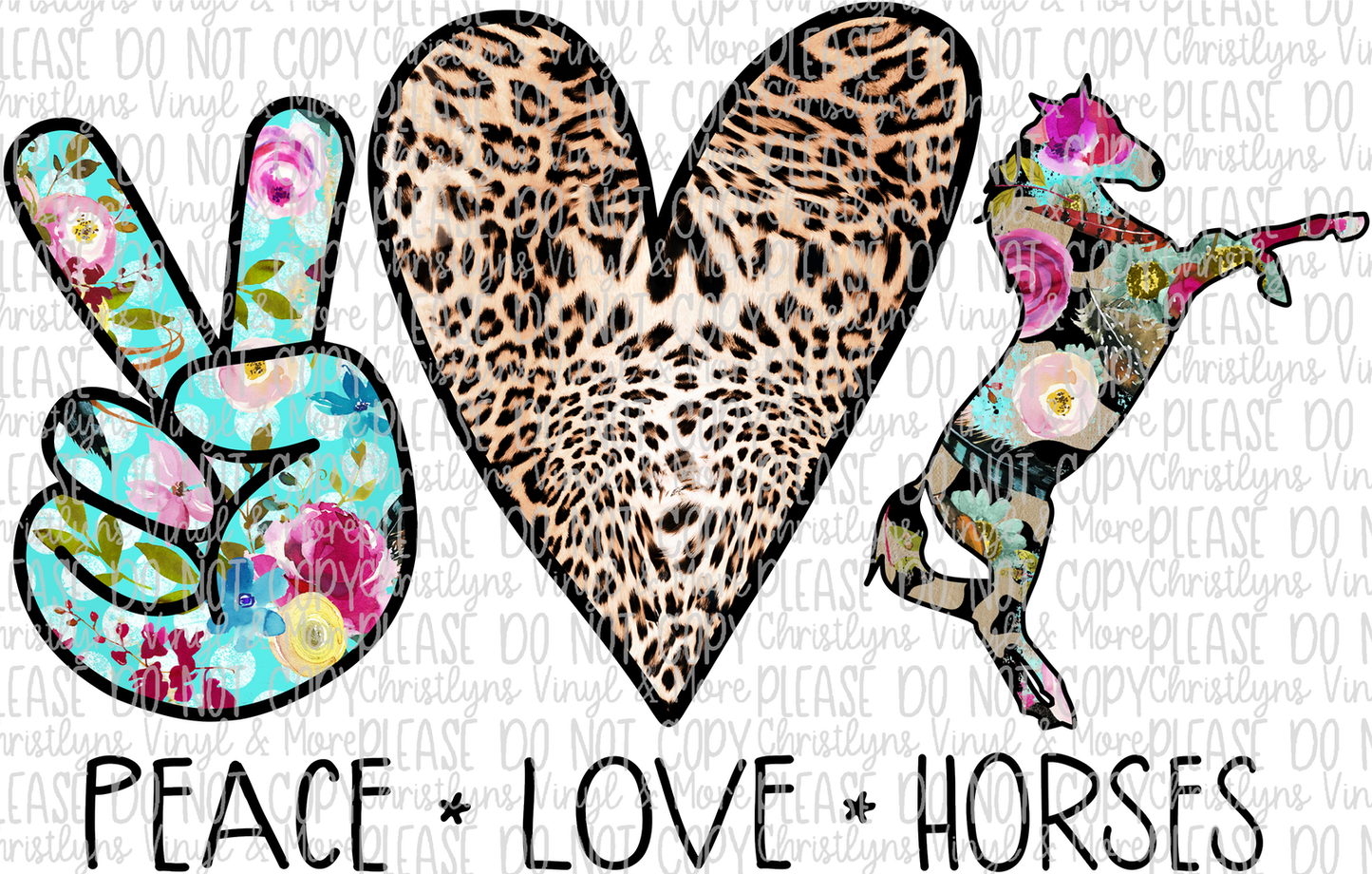Peace Love Horses Leopard Sublimation Transfer
