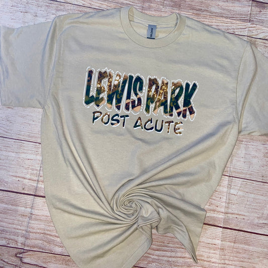 Lewis Park Post Acute Camo Doodle Sand Tee