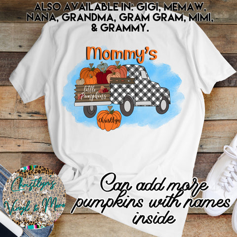 Personalized Mommy's Little Pumpkins Sublimation Transfer or White Tee