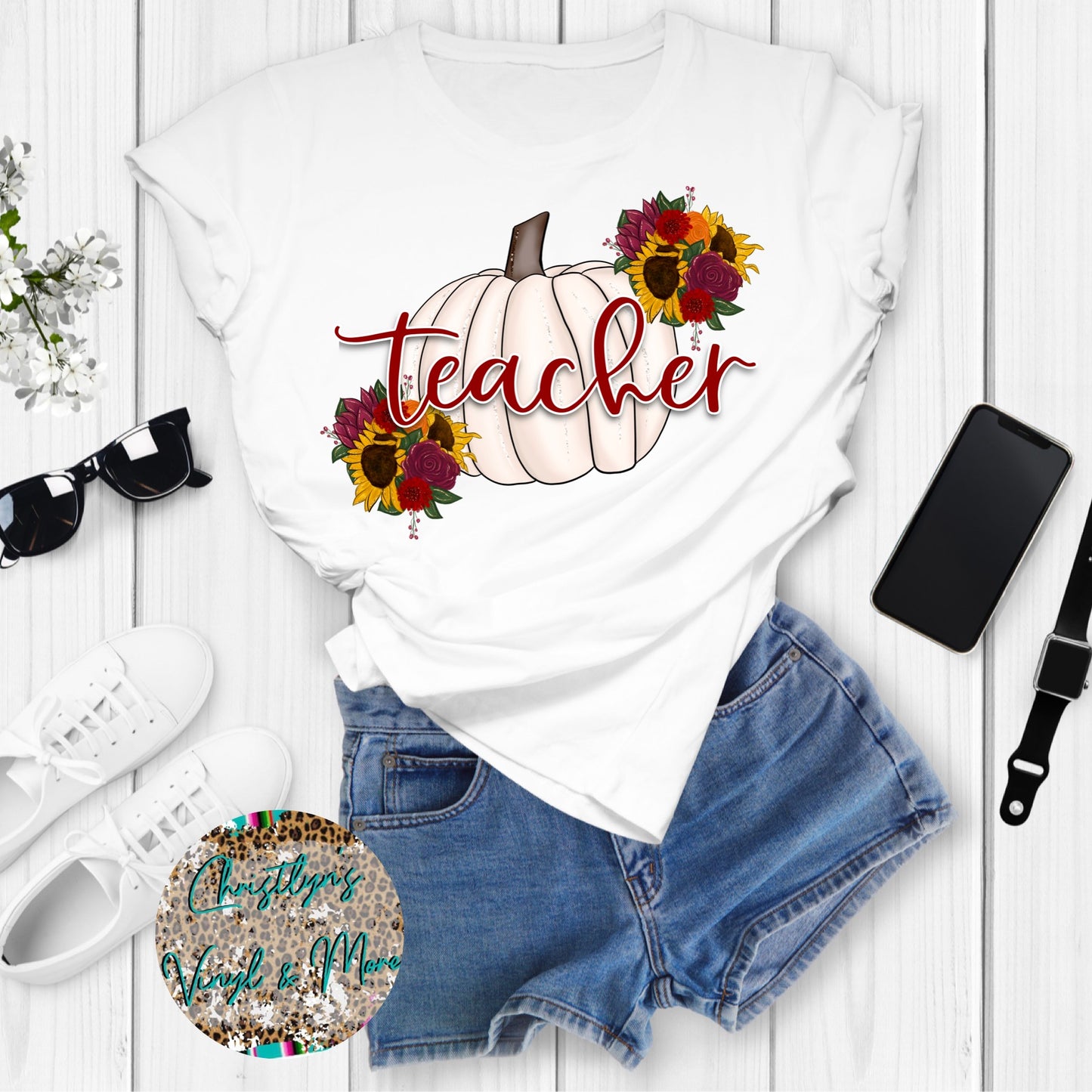 Teacher Sublimation Transfer or White Tee