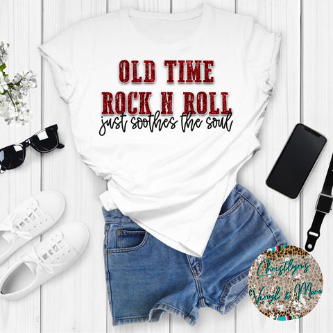 Old Time Rock and Roll Sublimation Transfer or White Tee