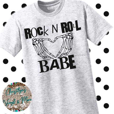 Rock and Roll Babe Sublimation Transfer or White Tee