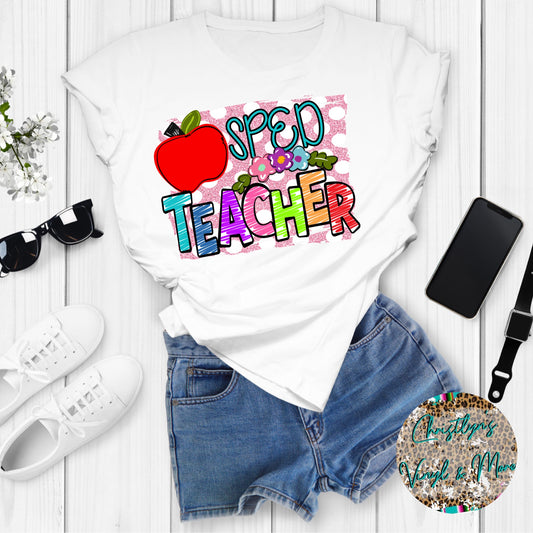 Sped Teacher Sublimation Transfer or White Tee