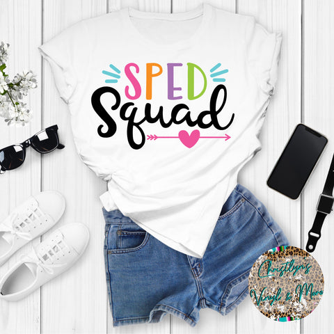 Sped Squad Sublimation Transfer or White Tee