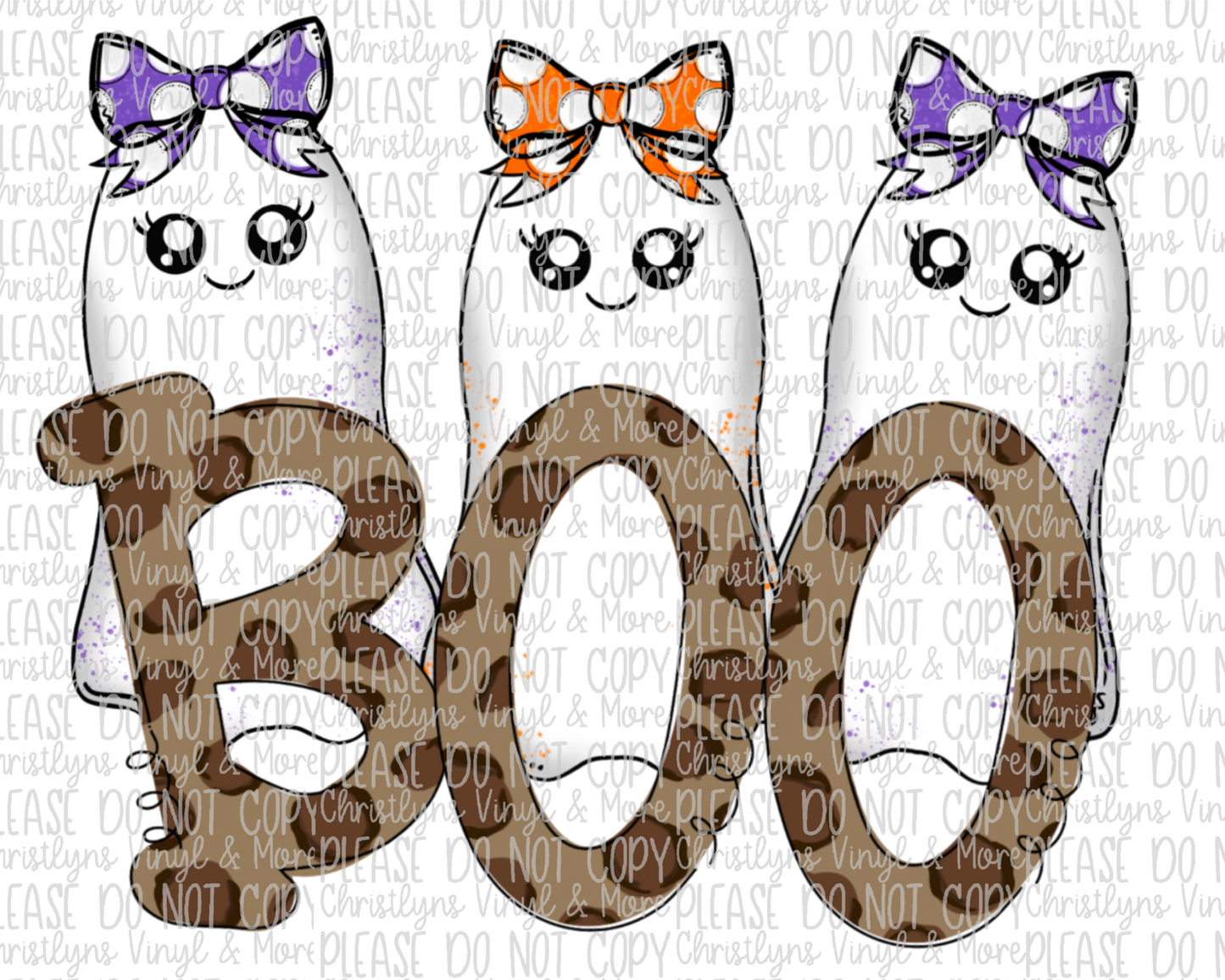 Boo Ghost Girls Sublimation Transfer and White Tee