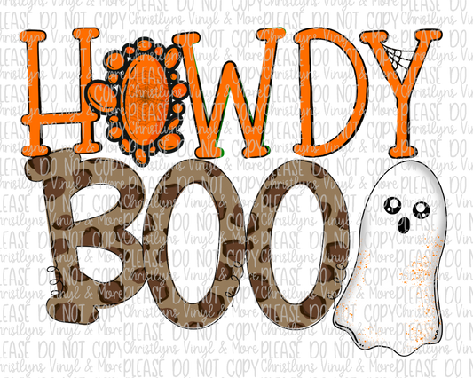 Howdy Boo Sublimation Transfer and White Tee