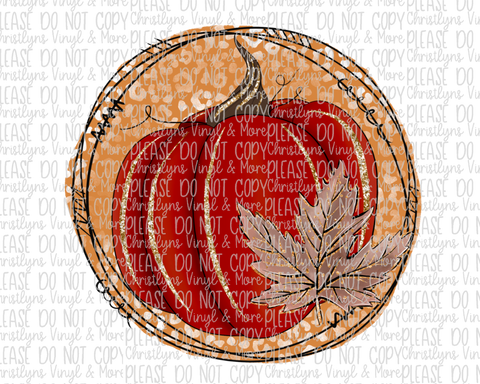Red Pumpkin Maple Leaf Fall Sublimation Transfer or White Tee