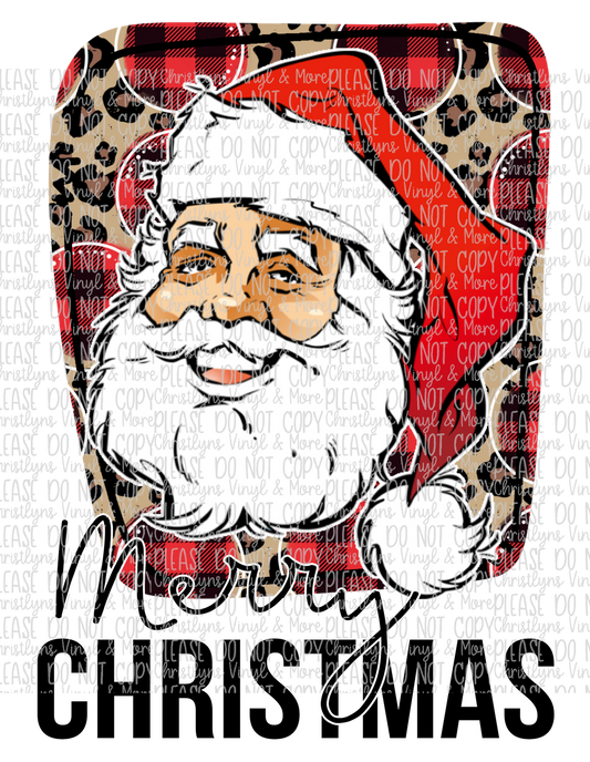 Santa Merry Christmas Sublimation Transfer or White Tee