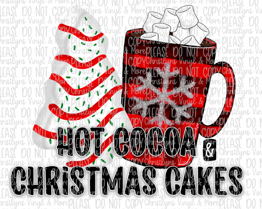 Hot Cocoa And Christmas Cakes Sublimation Transfer or White Tee