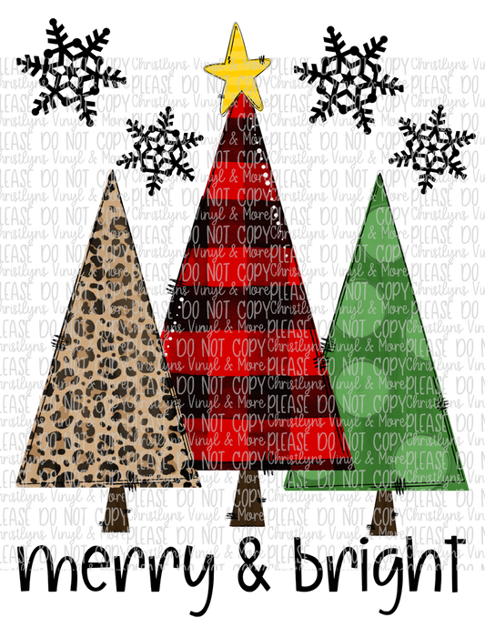 Merry and Bright Sublimation Transfer or White Tee