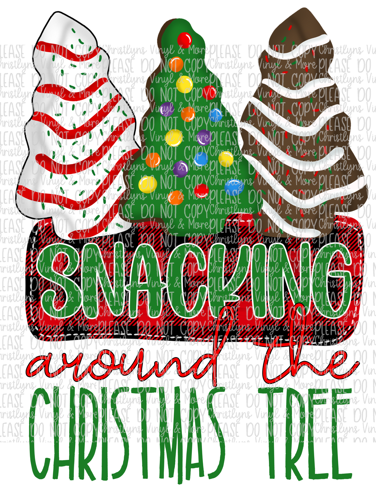 Snacking Around The Christmas Tree Sublimation Transfer or White Tee