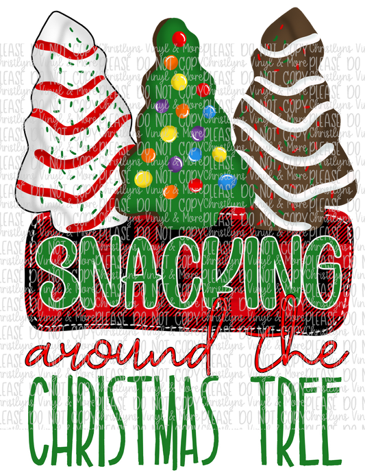 Snacking Around The Christmas Tree Sublimation Transfer or White Tee