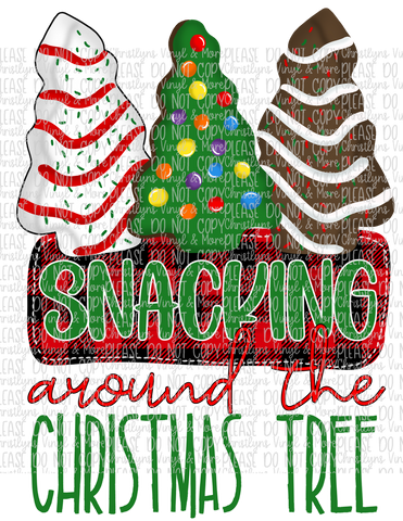 Snacking Around The Christmas Tree Sublimation Transfer or White Tee