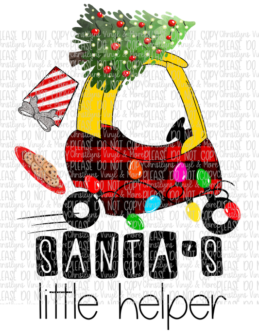 Santa's Little Helper Sublimation Transfer or White Tee