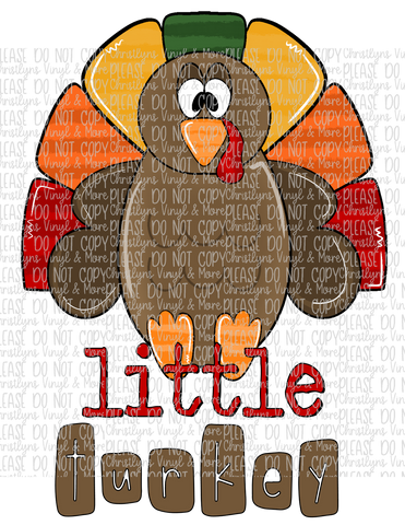 Little Turkey Sublimation Transfer or White Tee