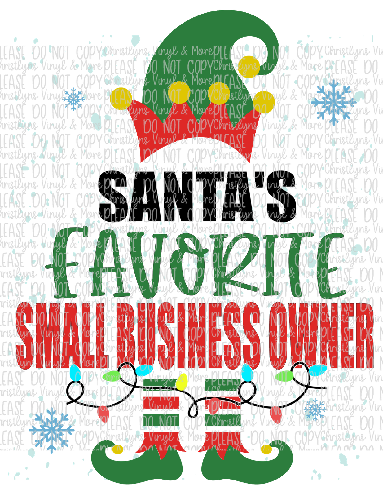 Santa's Favorite Small Business Owner Sublimation Transfer or White Tee