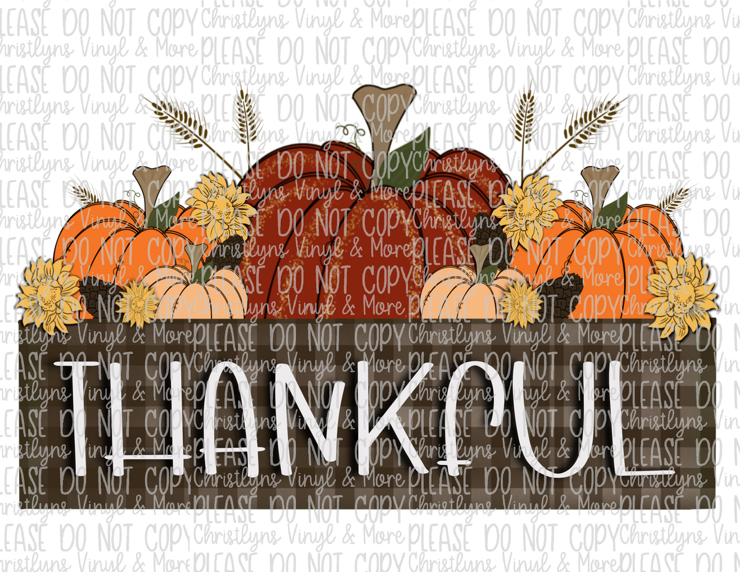 Thankful Floral Pumpkins Sublimation Transfer or White Tee