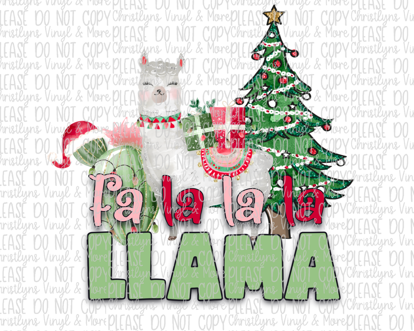 Fa La La La Llama Sublimation Transfer or White Tee